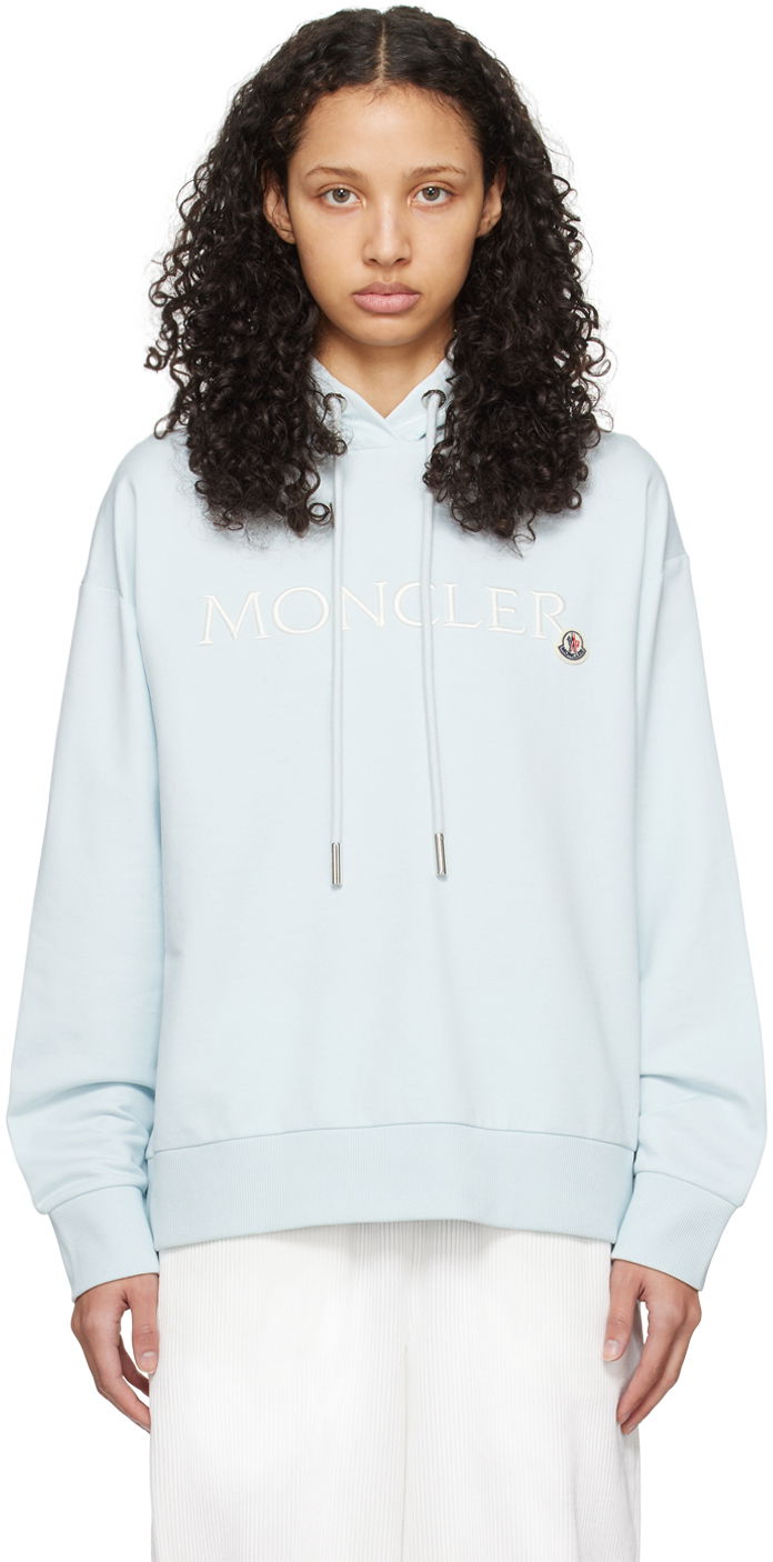 Dukserice Moncler Embroidered Hoodie Plava | J10938G0001689A1K