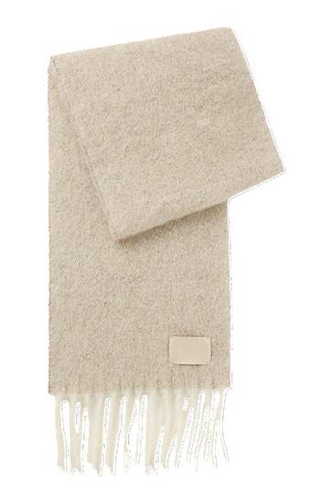 Šal BOSS Italian-made fringed scarf with wool and alpaca Bež | 50551696