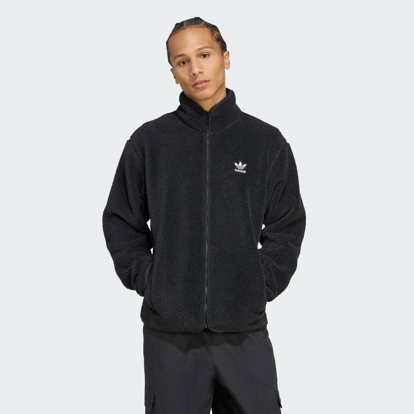 Jakna adidas Performance Trefoil Essentials Teddy Fleece Jacket Crna | JV7676