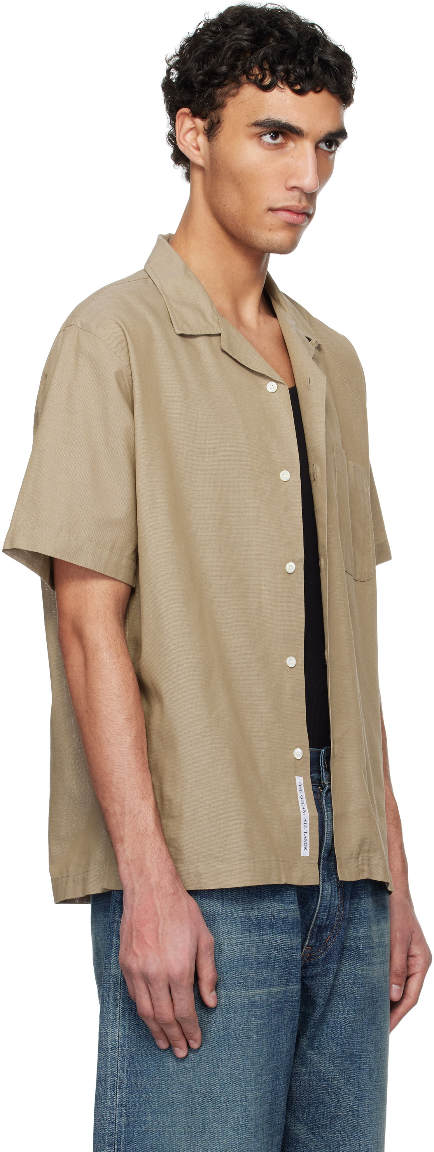 Košulja NANAMICA Nanamica Open Collar Panama Short Sleeve Shirt Bež | S25SG119U, 1