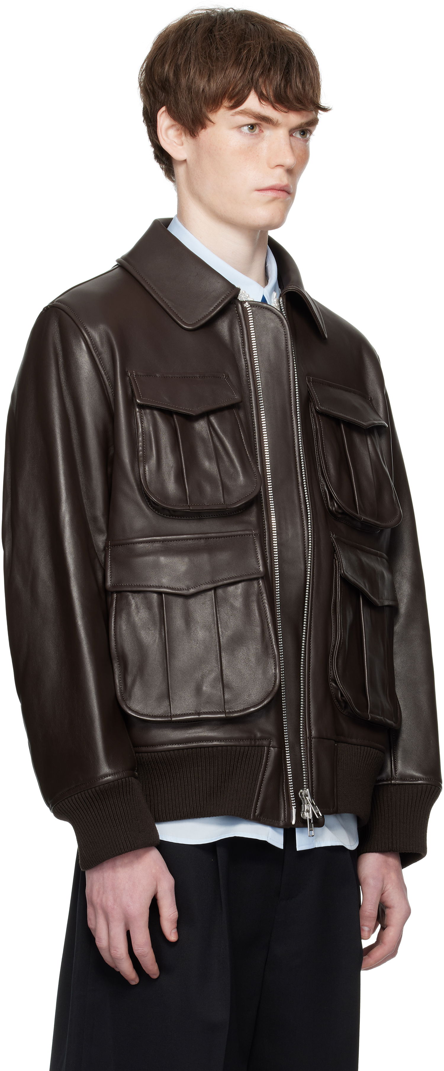 Bomber jakna Simone Rocha Simone Rocha Oversized Multi-Pocket Aviator Jacket Smeđa | 6130 0456, 1