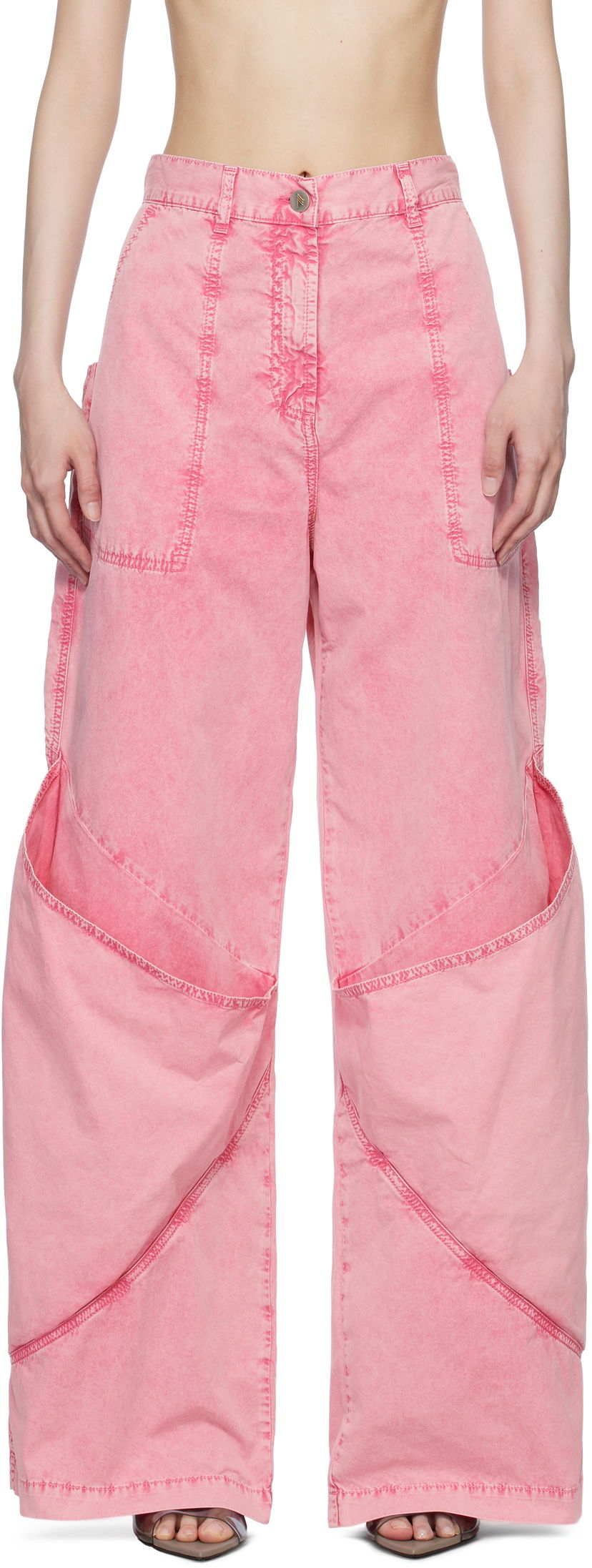 Cargo hlače The Attico The Attico Long Wide-Leg Jeans Ružičasta | 250WCP00198 DDC098AA
