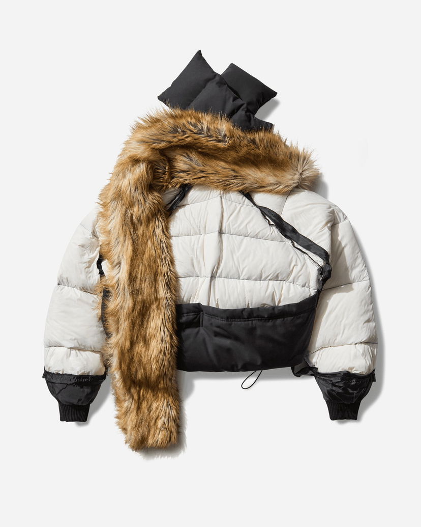 Pernata jakna Ottolinger Deconstructed Puffer Jacket with Faux Fur Stole Bijela | 10970340901 5