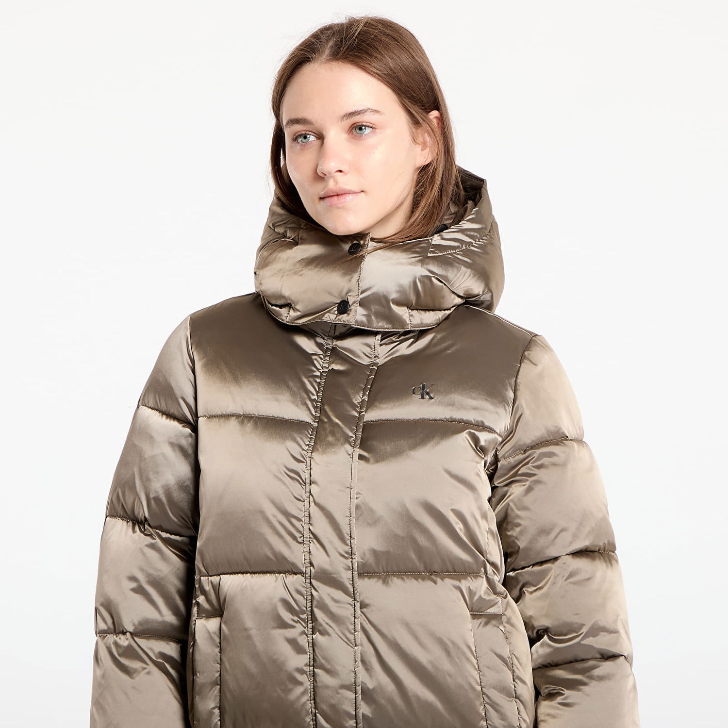 Pernata jakna CALVIN KLEIN Shiny Satin Puffer Coat Brindle Bež | J20J224617 PAV, 1