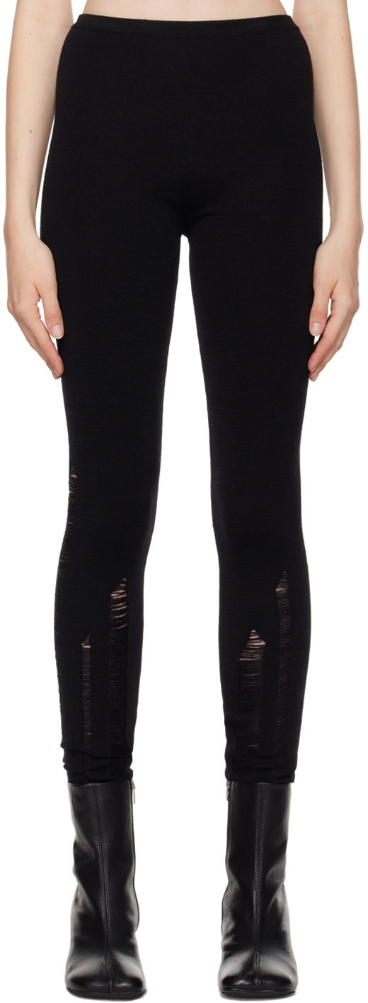 Tajice Maison Margiela Compact Distressed Leggings Crna | S62KB0220 M13070