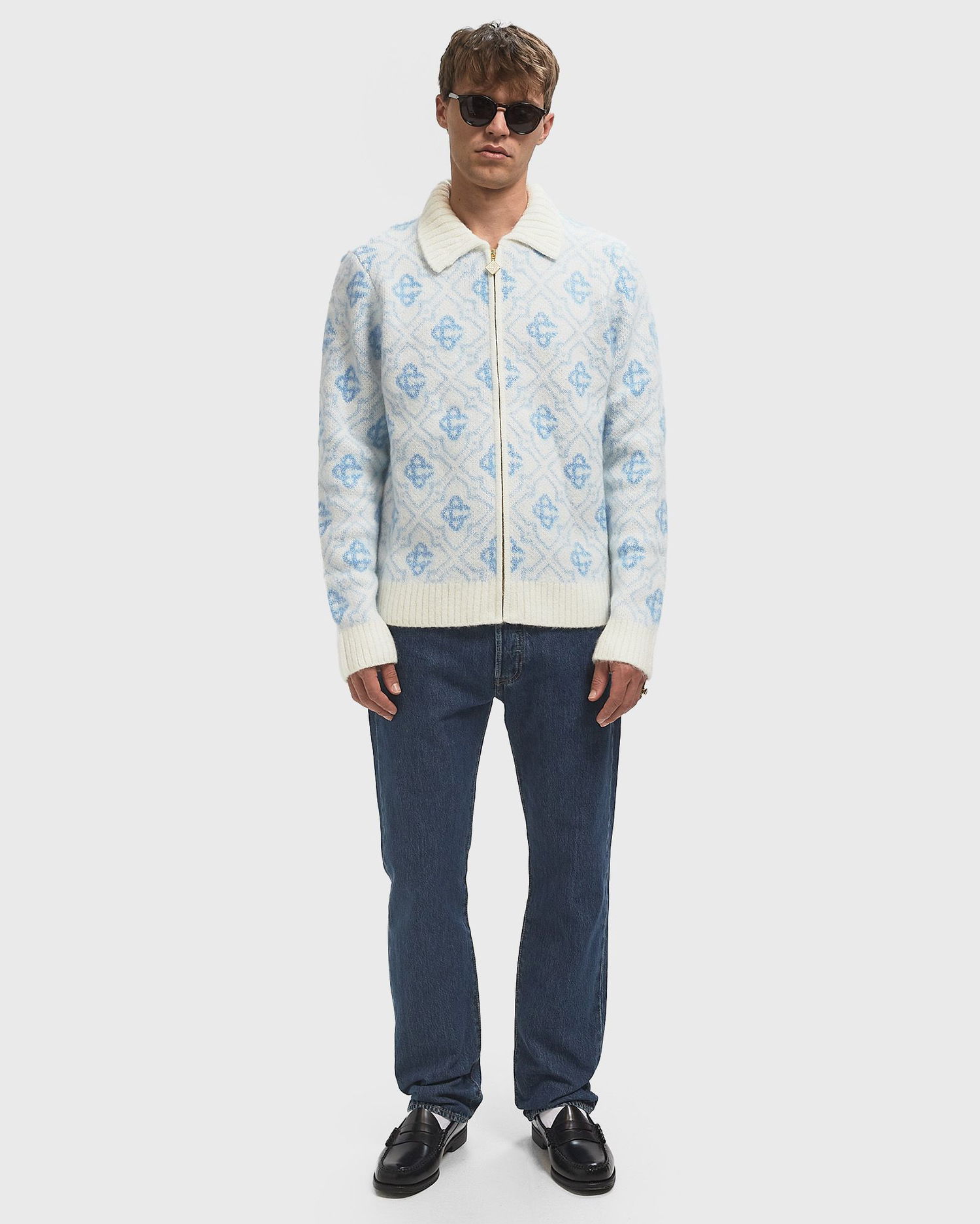 Džemper Casablanca Monogram Zip-Up Knit Sweater Plava | MPF25-KW-1005-01, 1