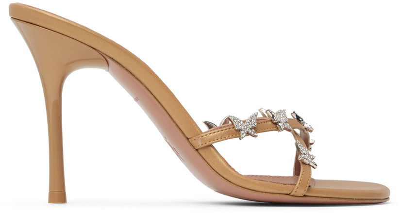 Dodaci Amina Muaddi Amina Muaddi Debora Heeled Sandals Bež | DEBORA SLIPPER ROUNDED NAP