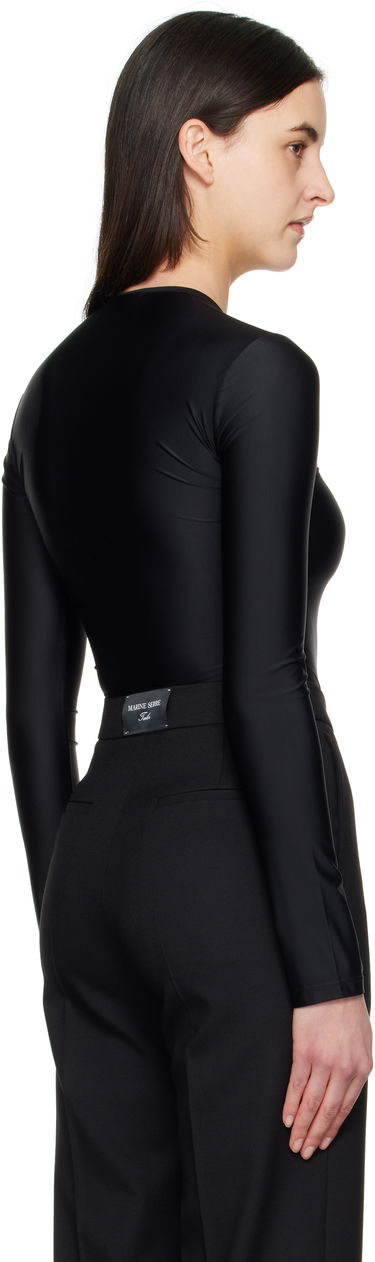 Body Marine Serre Marine Serre Draped Jersey Open Neck Bodysuit Crna | WTO429A RJER0018, 2