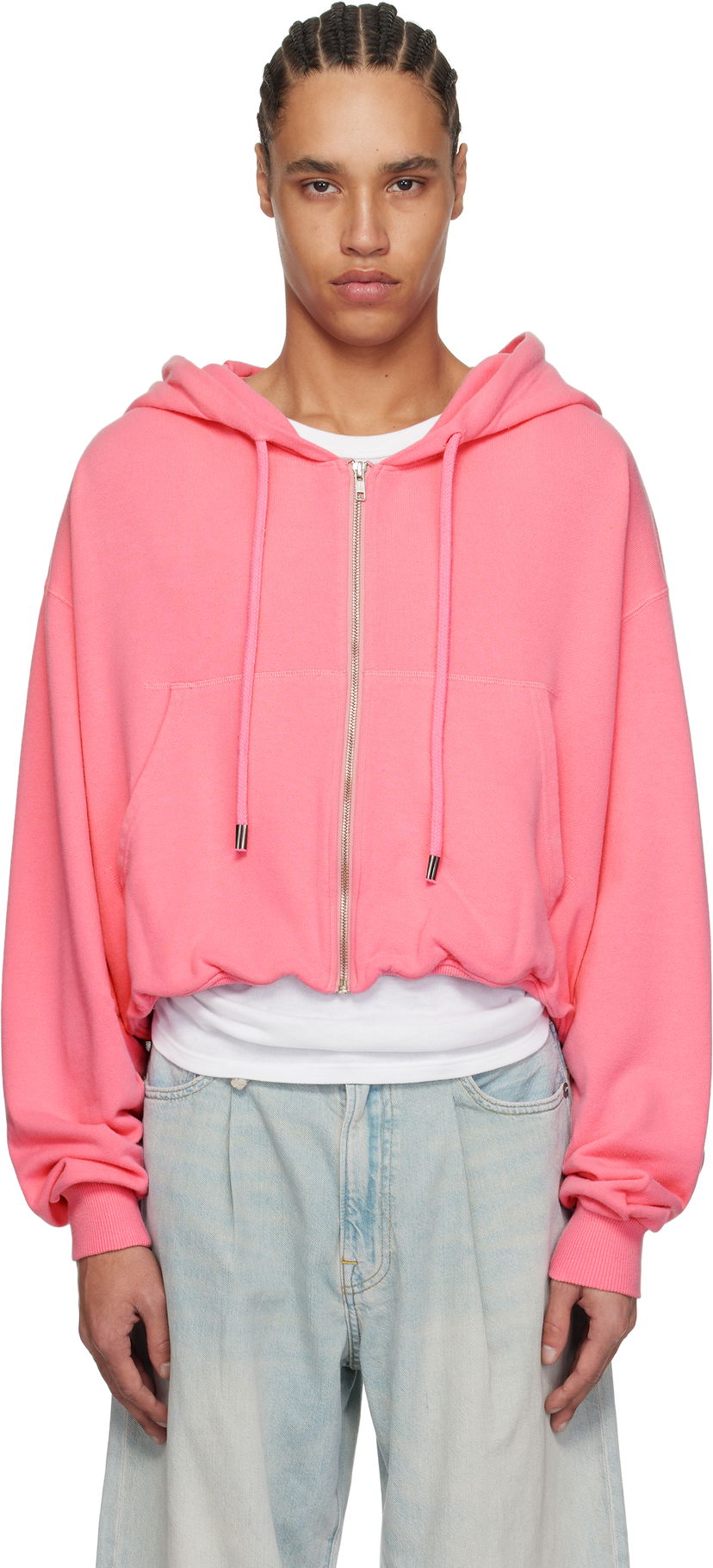 Dukserice R13 R13 Balloon Cropped Zip-Up Hoodie Ružičasta | R13WK216-K001I