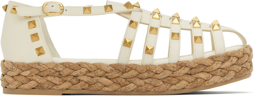 Tenisice i cipele Valentino Valentino Garavani Rockstud Cork Wedge Sandals Bijela | 6W2S0LP9CYP