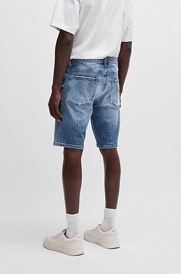 Kratke hlače BOSS Comfort-Stretch Denim Shorts Plava | 50537787, 1