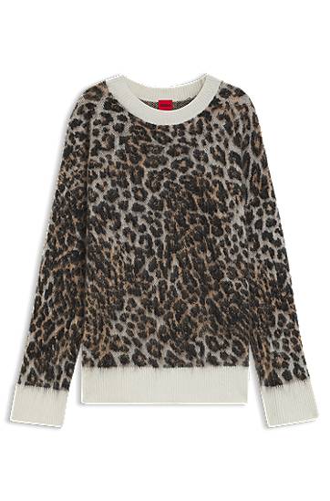 Džemper BOSS Leopard Jacquard Loose-Fit Knitted Sweater Višebojno | 50548255