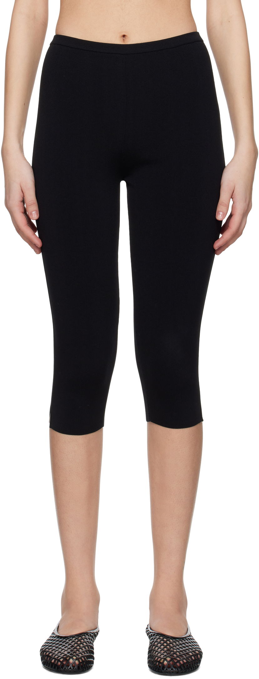 Tajice TOTEME TOTEME Compact Knit Capri Trousers Crna | 252-WRB0276-YA0187