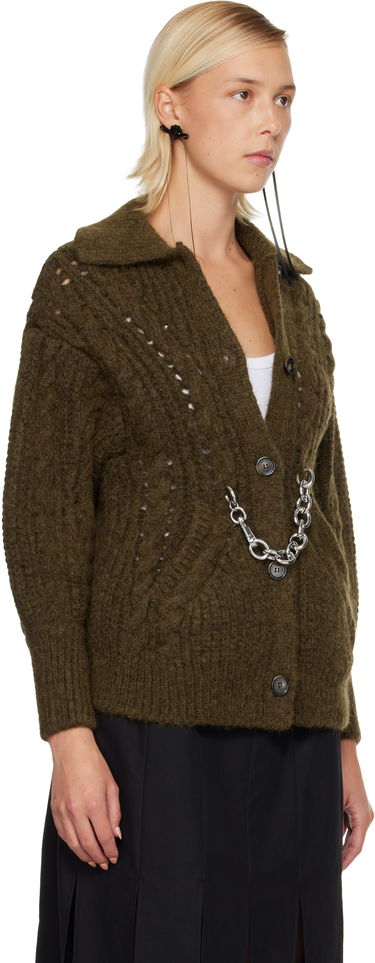 Džemper Simone Rocha Simone Rocha Sculpted Chunky Knit Chain Detail Cardigan Zelena | MZMK1E 0665, 1