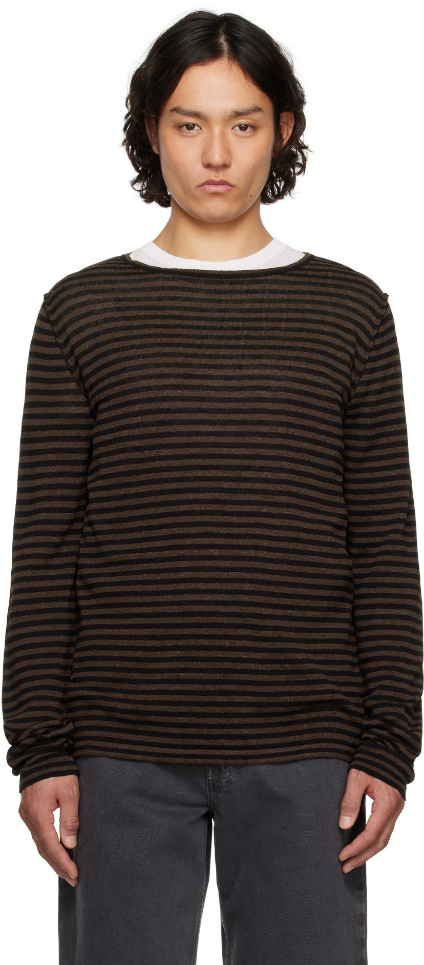 Džemper The Row The Row Striped Lillard Sweater Smeđa | 885-Y889