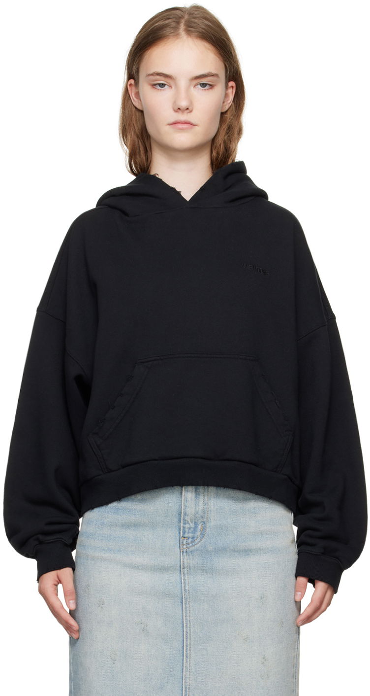 Dukserice We11done Layered Hoodie Crna | WD-TH2-24-835-U-BK