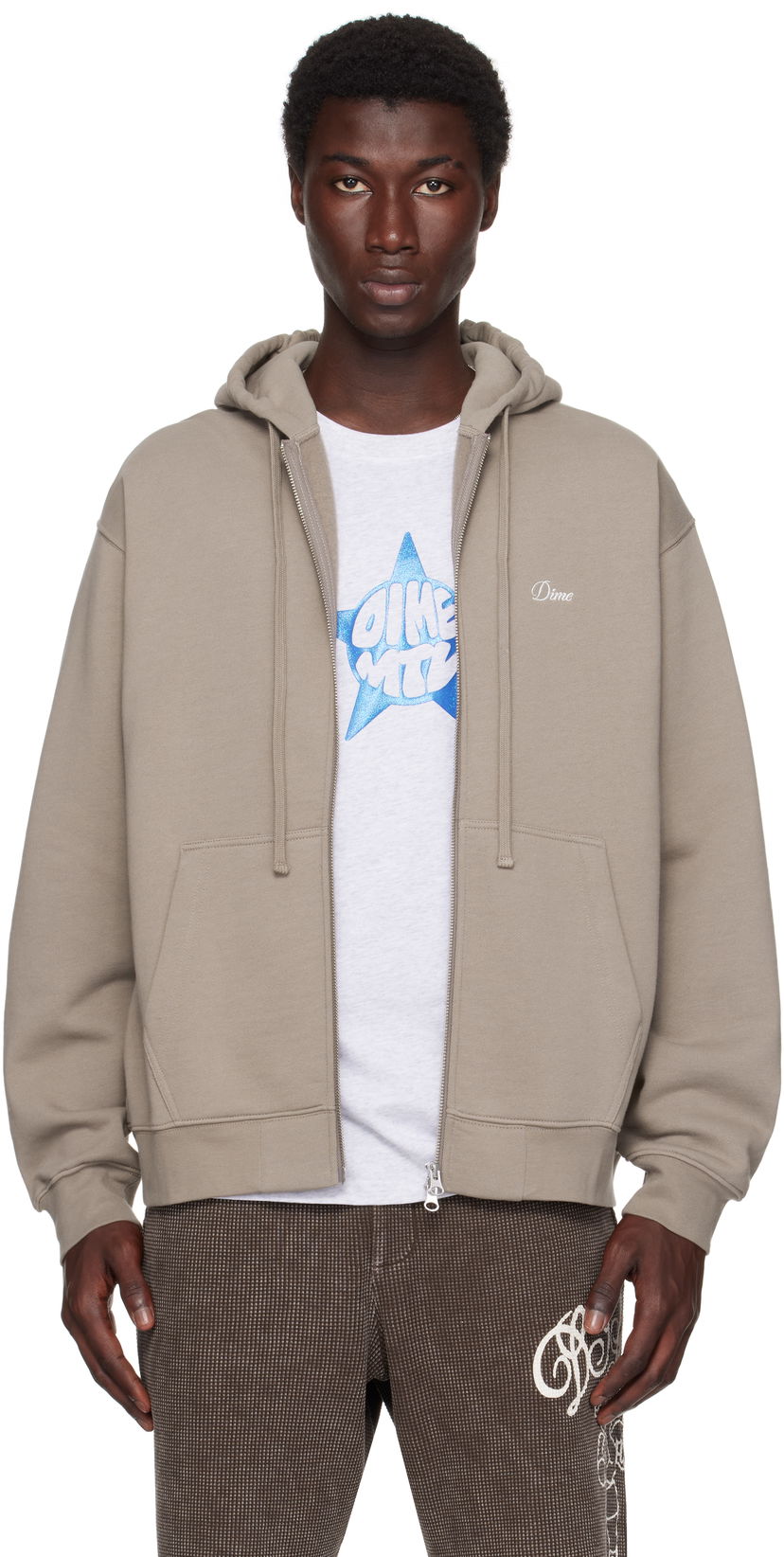 Dukserice Dime Dime Cursive Small Logo Zip Hoodie Siva | DIMESU2549DRI
