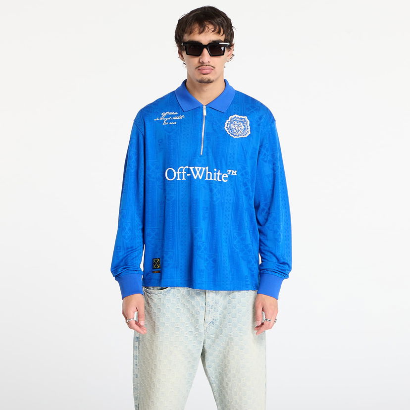 Polo majica Off-White Lion Nation Soccer L/S Polo Plava | OMAD00QF25JER0034601