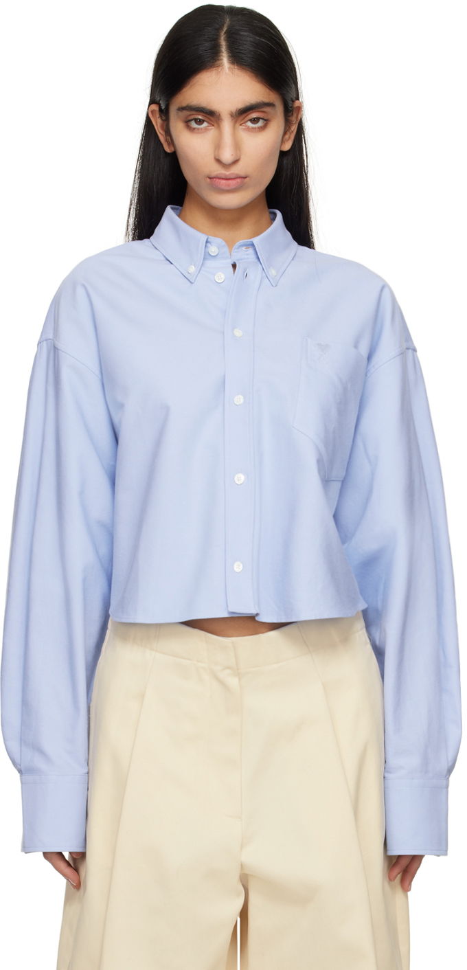 Košulja AMI Embroidered Shirt Plava | USH133.CO0031