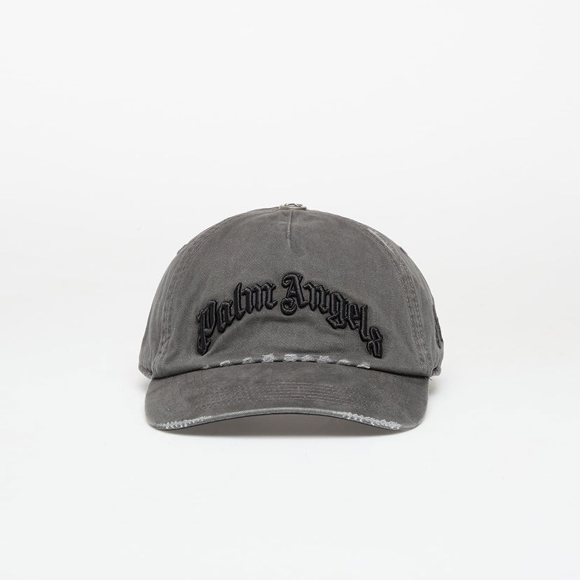 Kapa Palm Angels Curved Logo Distressed Cap Anthracite/ Black Universal Siva | PMLB104F25FAB0071110