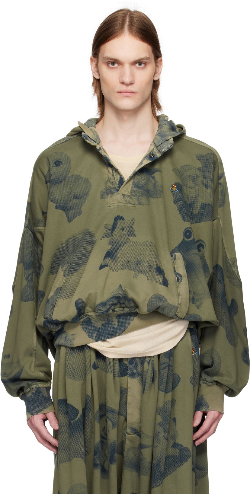 Dukserice Vivienne Westwood Vivienne Westwood Baseball Print Hoodie Zelena | 3I010012-J009H-