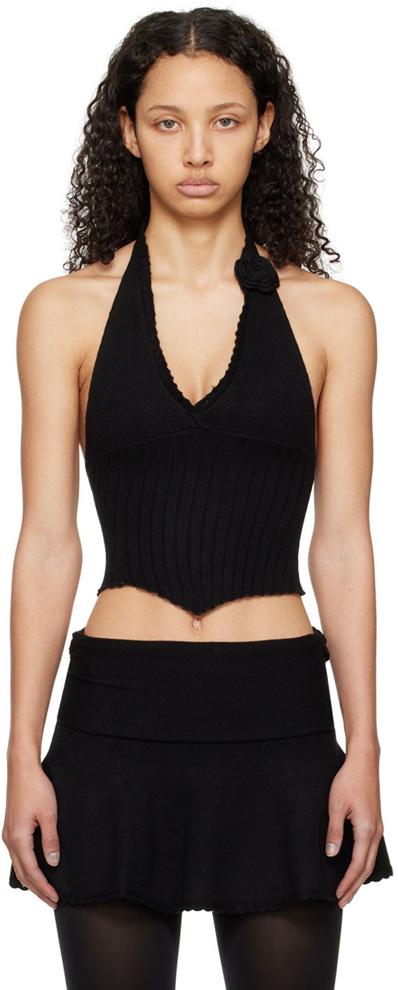 Majica bez rukava GUIZIO Guizio Alacant Halter Knit Top Crna | R24606S020