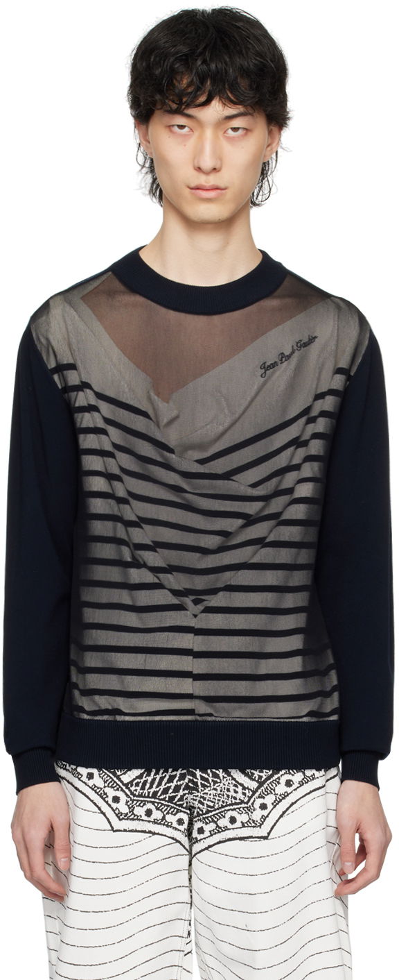 Džemper Jean Paul Gaultier Gaultier Oversized Striped Sweater Tamnoplava | 24/25-U-PL046B-M064-590100