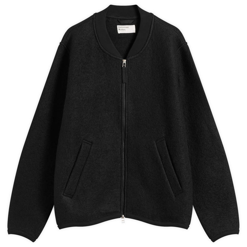 Bomber jakna Universal Works Wool Fleece Zip Bomber Jacket Crna | 00018-BLK
