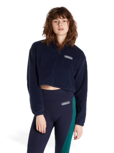Dukserice adidas Originals Retro 1/4 Zip Cropped Tamnoplava | HL0052