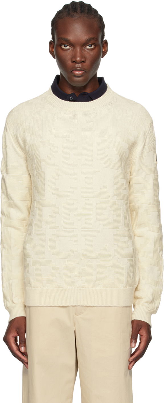 Džemper Moncler Off-White Wool Sweater Bež | J20919C00006M1282