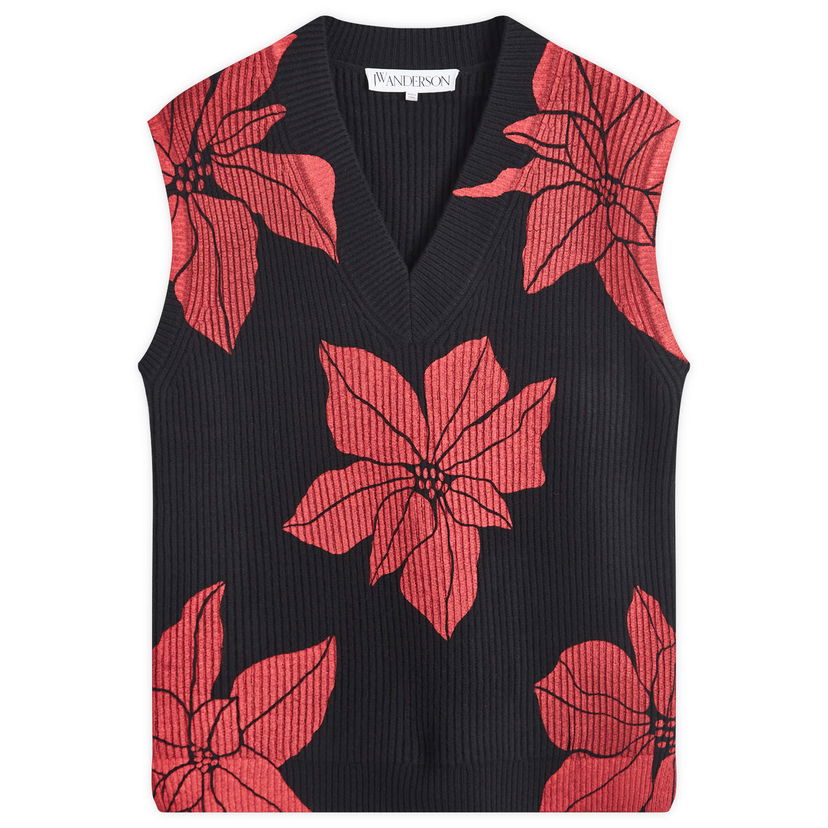 Džemper JW Anderson Printed V-Neck Vest Crna | KW1232-YN0170-999