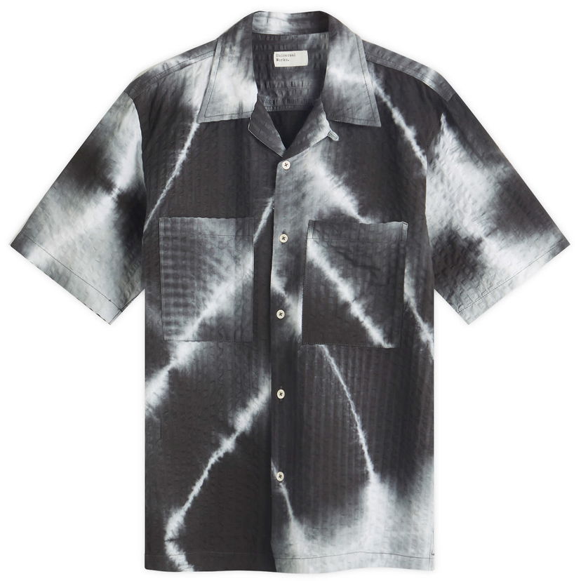Košulja Universal Works Tie Dye Seersucker Camp Shirt, Size Large Crna | 32159-CHC