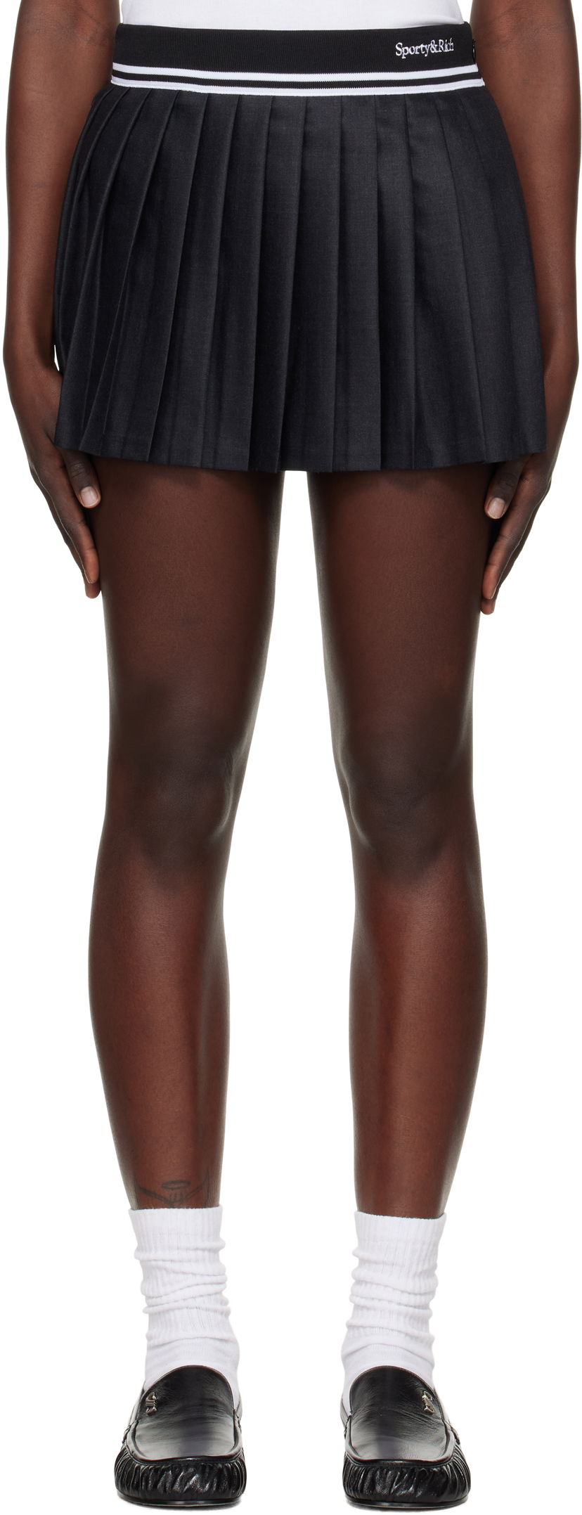 Suknja Sporty & Rich Abigail Pleated Miniskirt Crna | SK012506300GY16