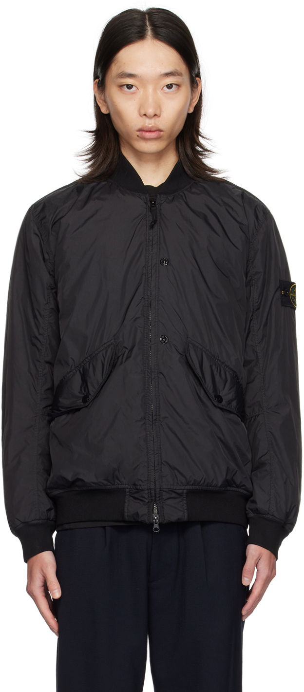 Bomber jakna Stone Island Black Wind-Resistant Bomber Jacket Crna | 811540923