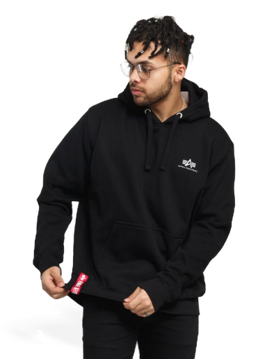 Dukserice Alpha Industries Basic Hoody Small Logo Crna | 196318 03