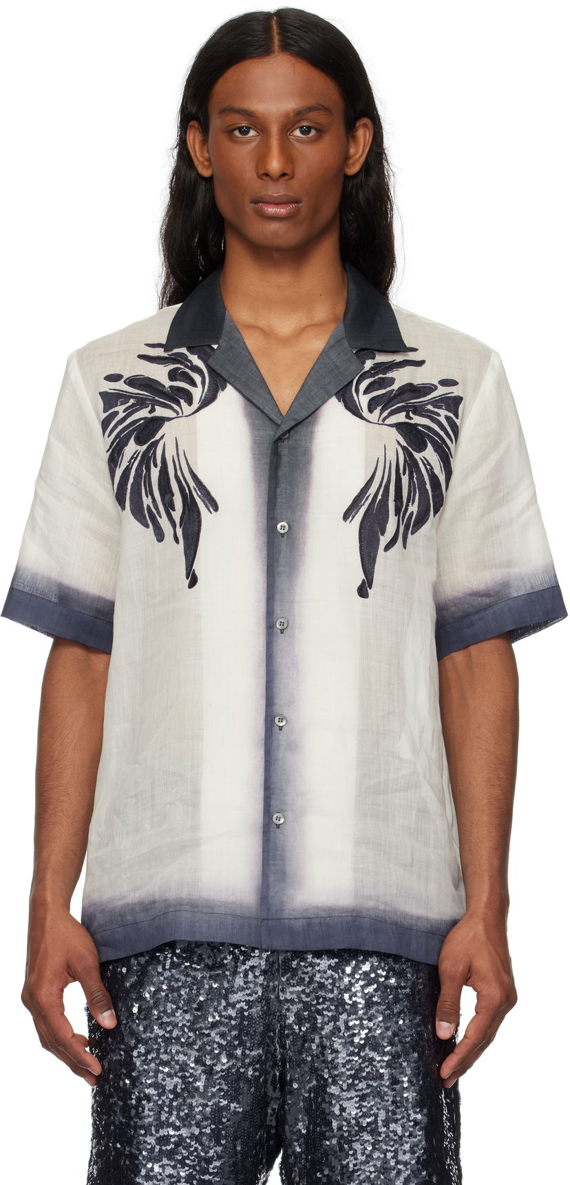 Košulja Dries Van Noten Dries Van Noten Embroidered Linen Shirt Siva | 251-080748-1268