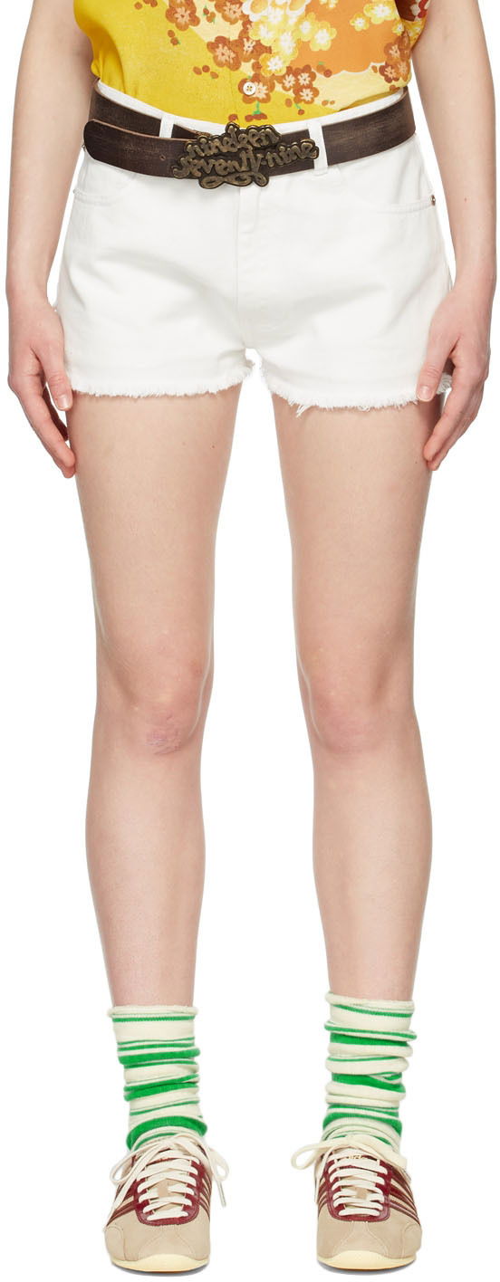 Pojasevi ERL Denim Shorts Bijela | ERL04P014