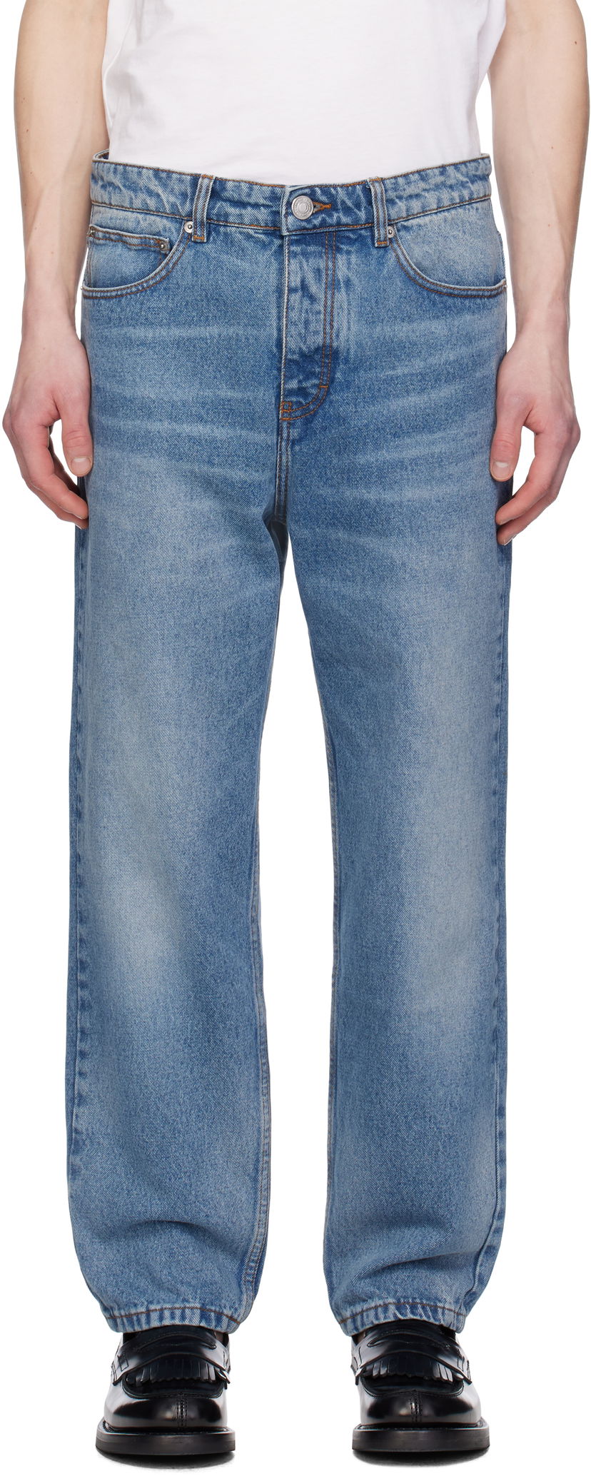 Jeans AMI AMI Paris Tapered Fit Jeans Plava | HTR103.DE0046