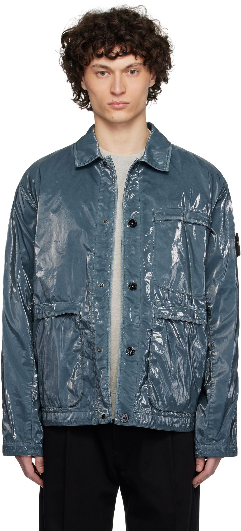 Vjetrovka Stone Island Stone Island Prismatica Mussola Caban Jacket Plava | K1S15 4100065 S0132