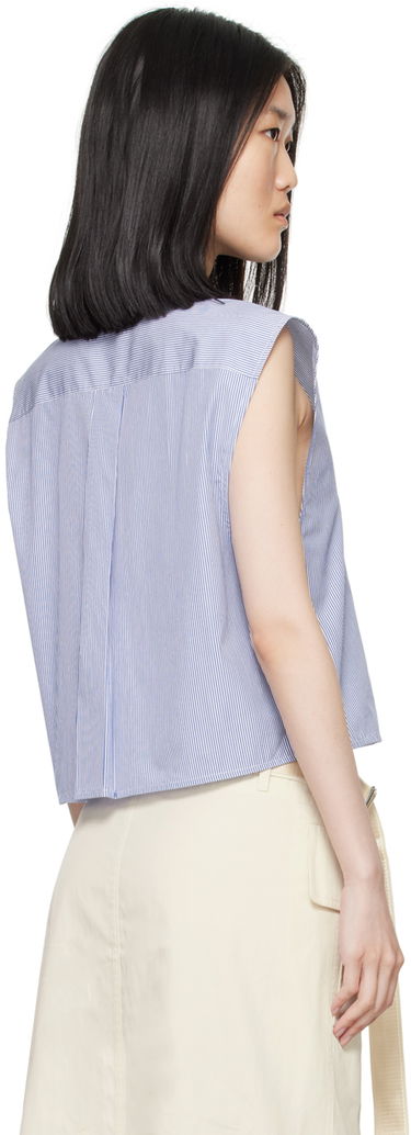 Crop top Helmut Lang Sleeveless Tuxedo Shirt Plava | O05HW598, 2