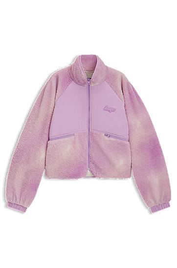 Jakna BOSS Cloud-Print Teddy Jacket with Panels Ljubičasta | 50541233