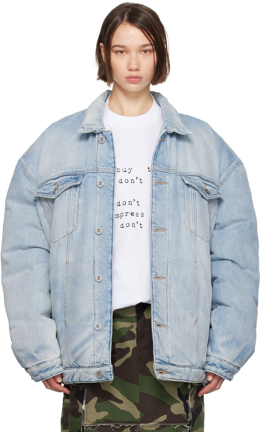Pernata jakna VETEMENTS Puffer Denim Jacket Plava | UA65JA899N