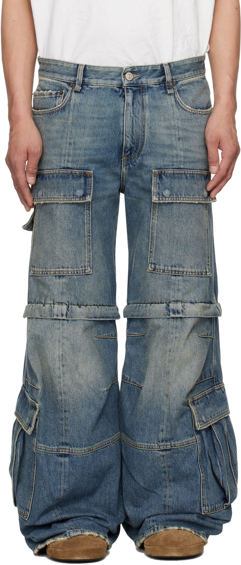 Jeans Balenciaga Balenciaga Flared Cargo Jeans Plava | 783694THW25