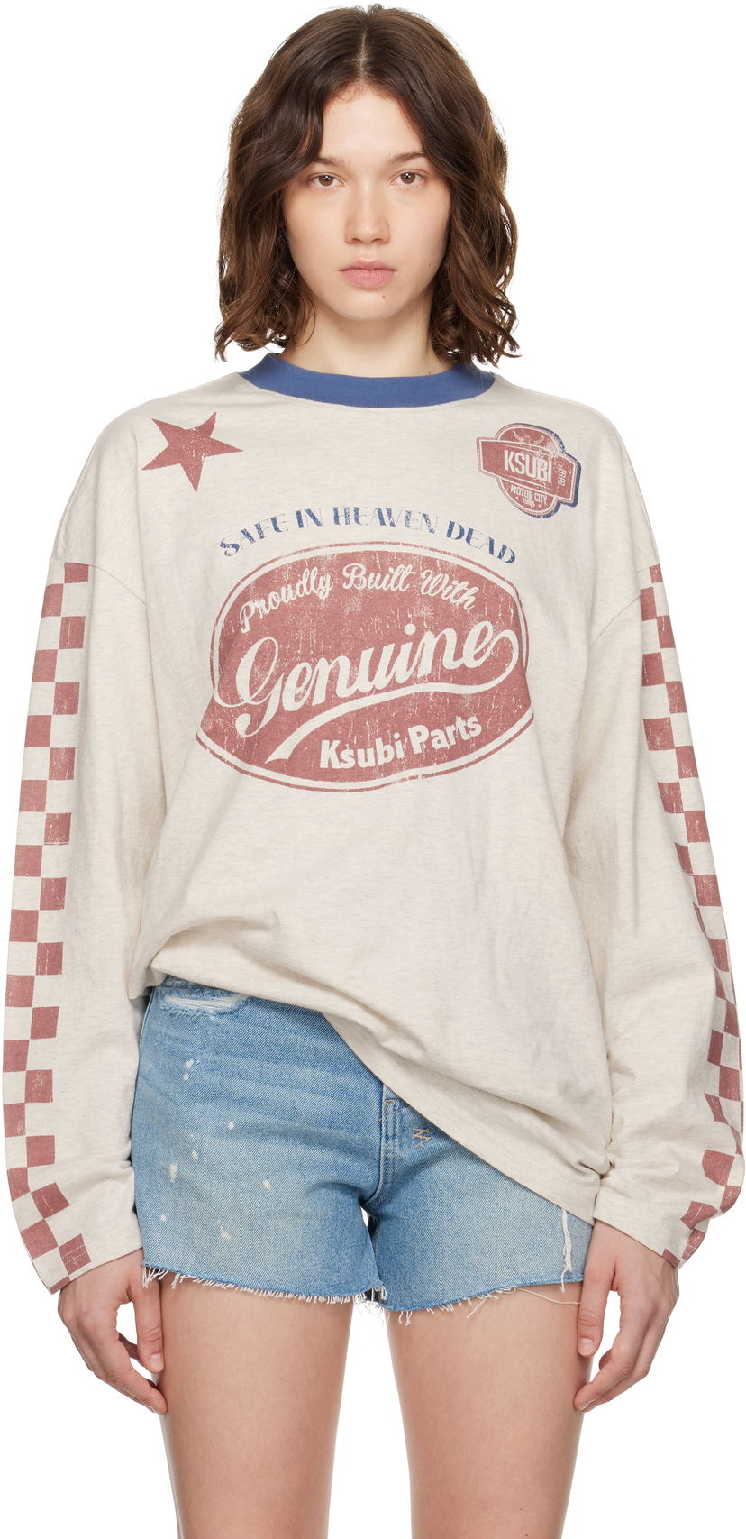 Majica kratkih rukava Ksubi Ksubi Pitt Lane Boyfriend Long Sleeve T-Shirt Bež | WPF25TE006