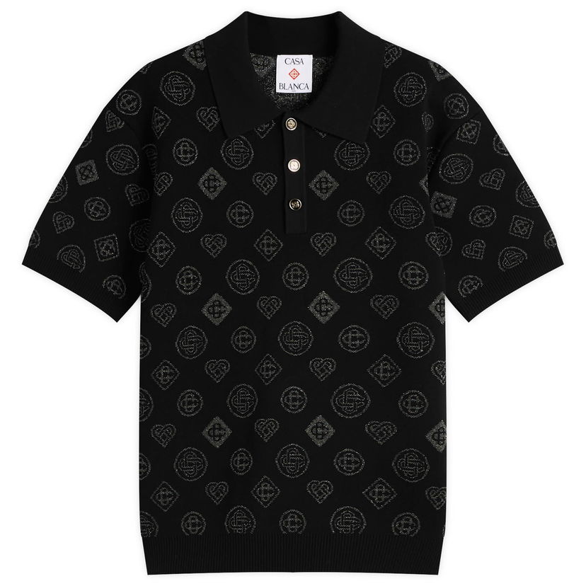 Polo majica Casablanca Casablanca City Jacquard Polo Crna | M-AW25-KW-1126-01