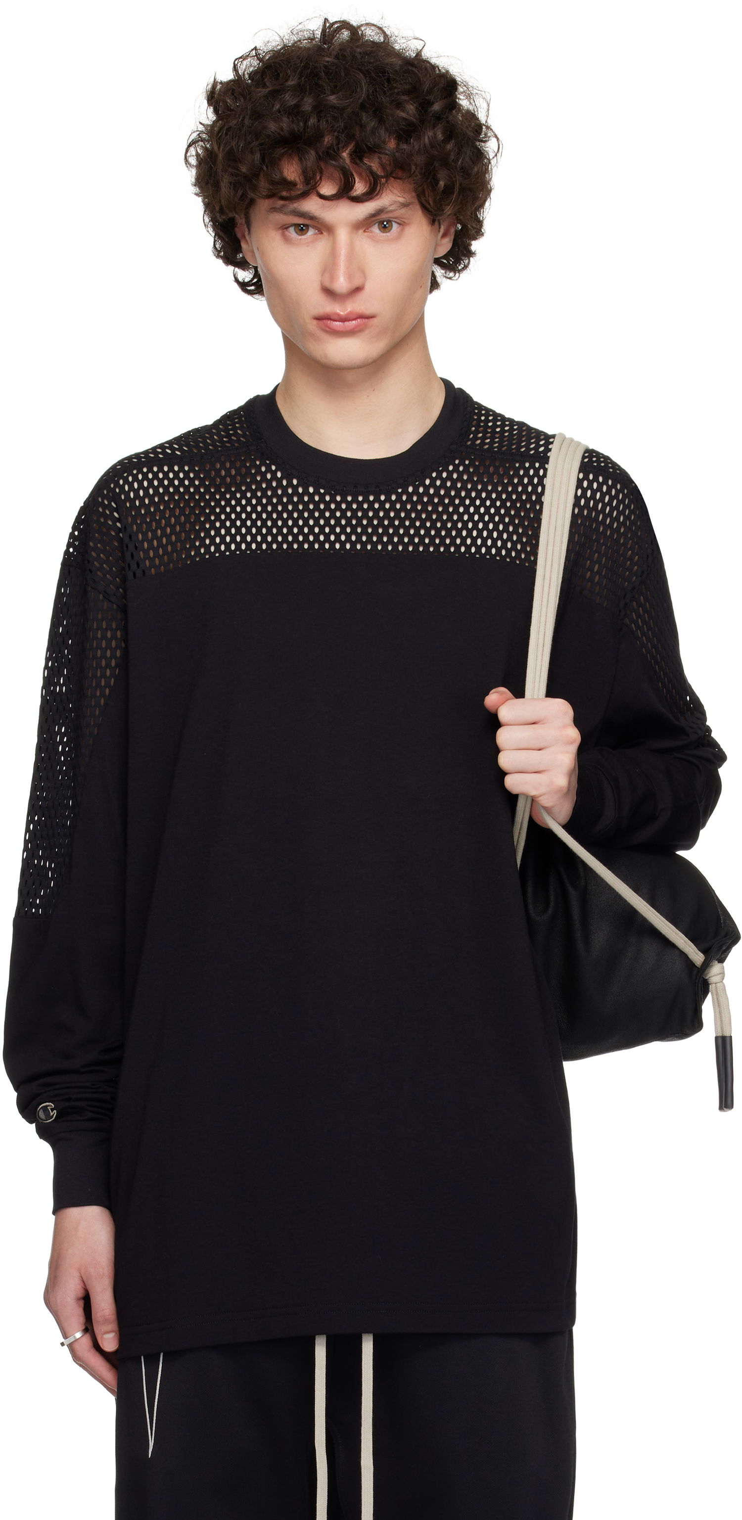 Majica kratkih rukava Rick Owens Rick Owens Champion Edition Girdered T-Shirt Crna | CM01E1673 CHJGOM JERSEY + MESH, 0