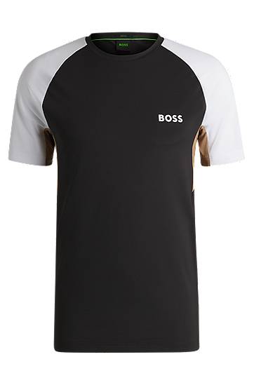 Majica kratkih rukava BOSS BOSS Active Color-Blocked T-Shirt Crna | 50539114