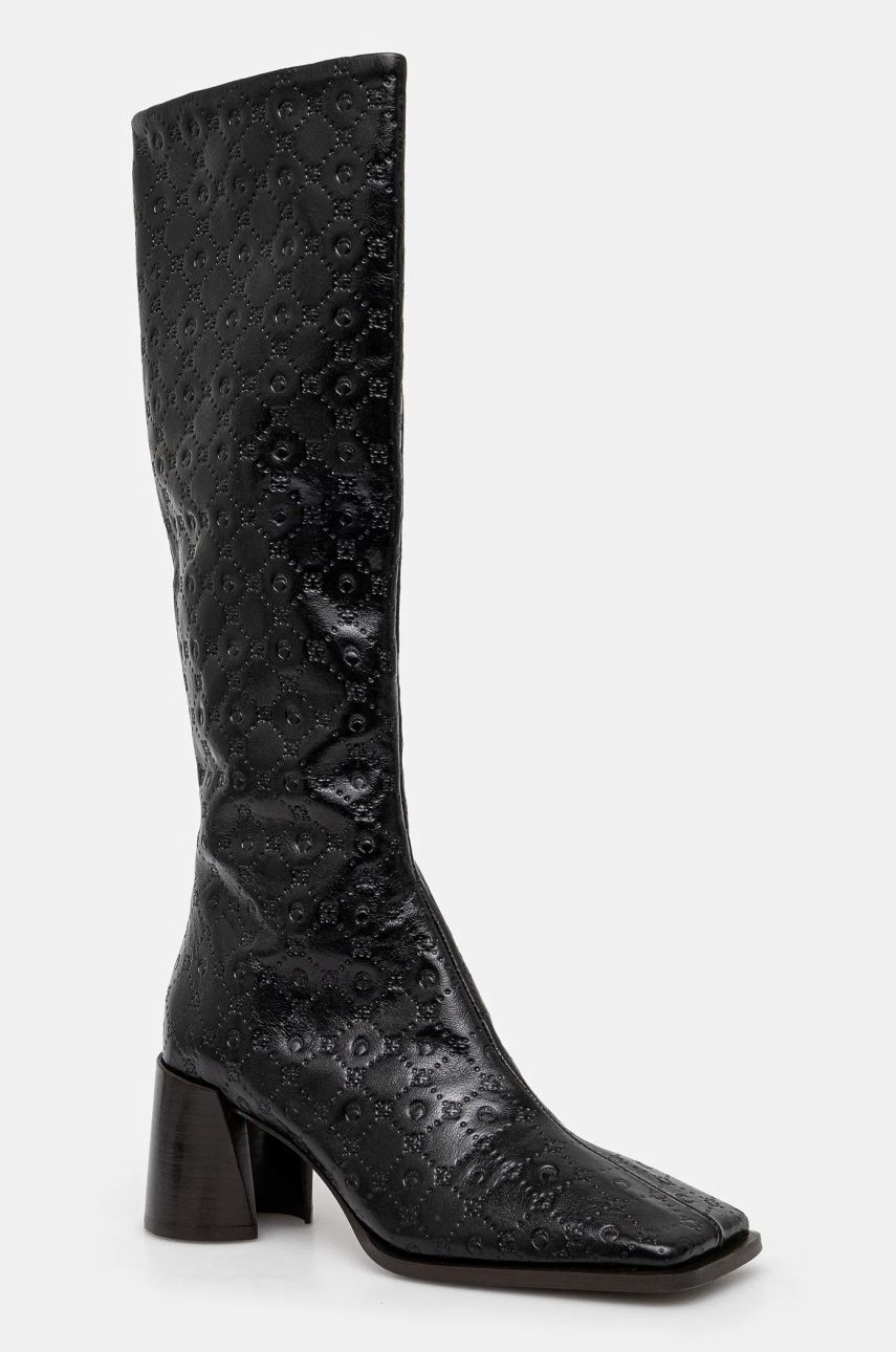 Tenisice i cipele Marine Serre Moonogram Embossed Leather Ms Block High Heel Boots Crna | WFW038A.CLEA0051, 0