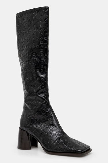 Tenisice i cipele Marine Serre Moonogram Embossed Leather Ms Block High Heel Boots Crna | WFW038A.CLEA0051, 0
