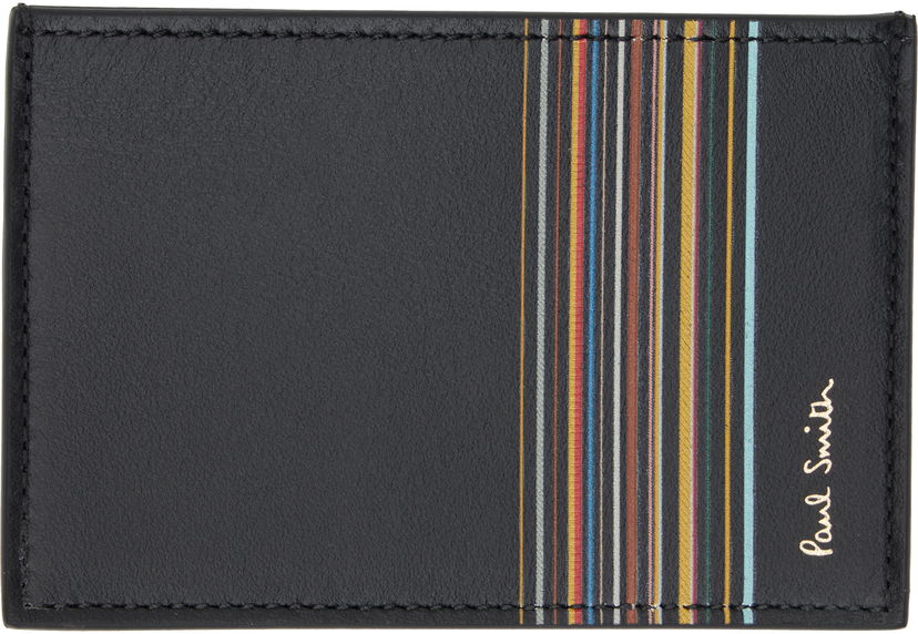 Novčanik Paul Smith Paul Smith Leather Signature Stripe Credit Card Holder Crna | M1A-6137-LFISIG